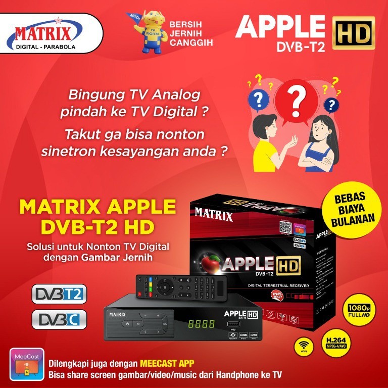 SET TOP BOX MATRIX DVB-T2 APPLE HD PENANGKAP TV DIGITAL RECEIVER TV