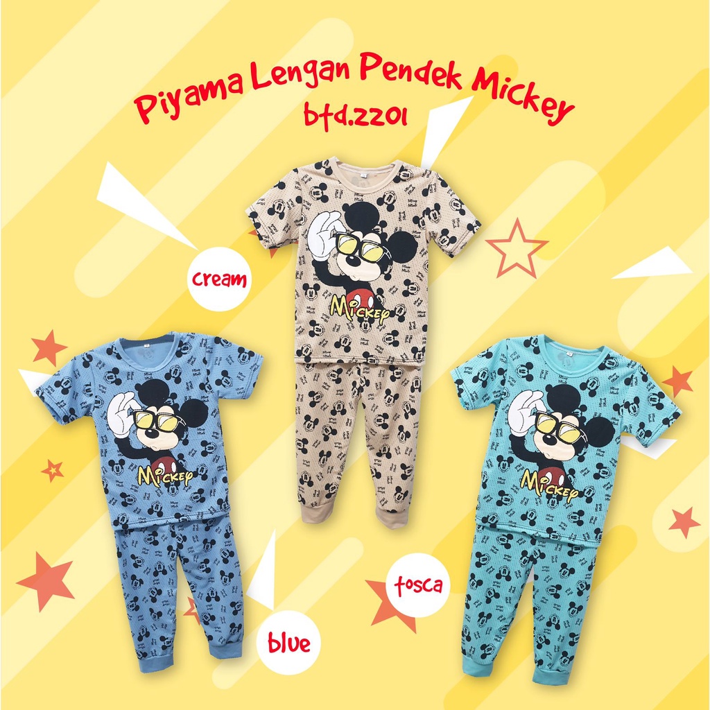 piyama panjang/ Piyama anak laki-laki dan perempuan 1-9 tahun mickey full / baju tidur anak mickey m