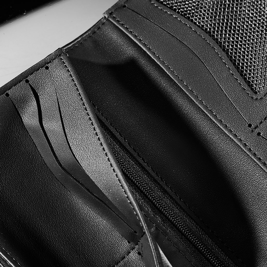 Miniso dompet pria panjang Tipis branded original kulit PU Leather Men's Long Wallet-6