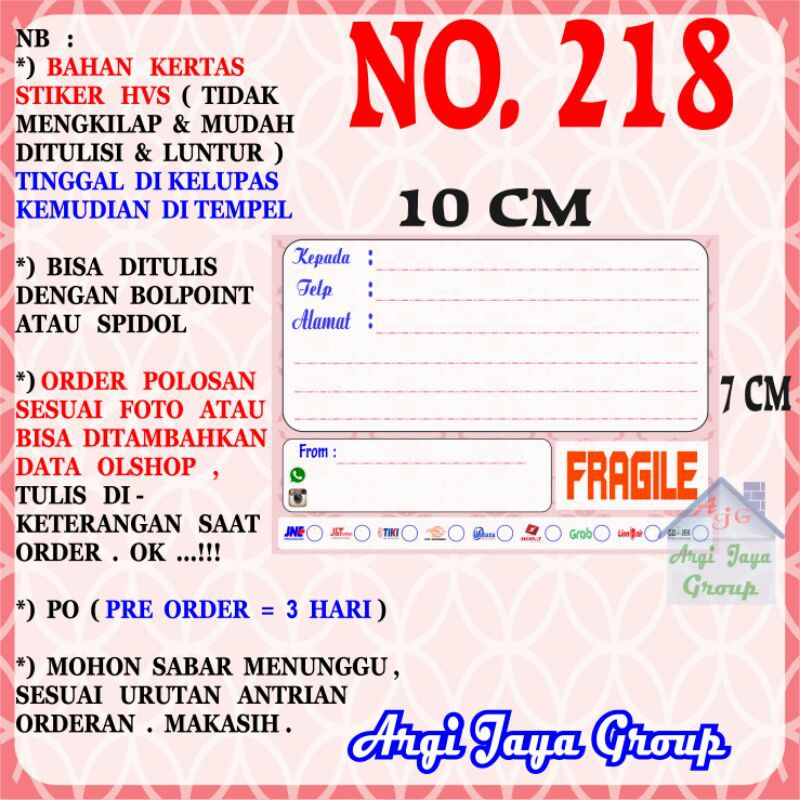 

Stiker HVS - Stiker Pengiriman - Sticker Alamat Olshop Murah Nomer 218-10x7cm