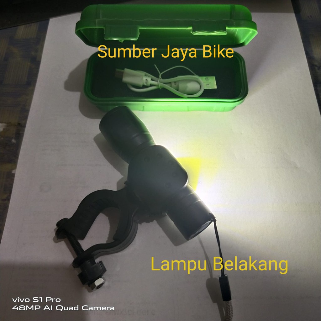 Lampu sepeda LED cas usb 2 in 1 ( berfungsi untuk depan dan belakang )