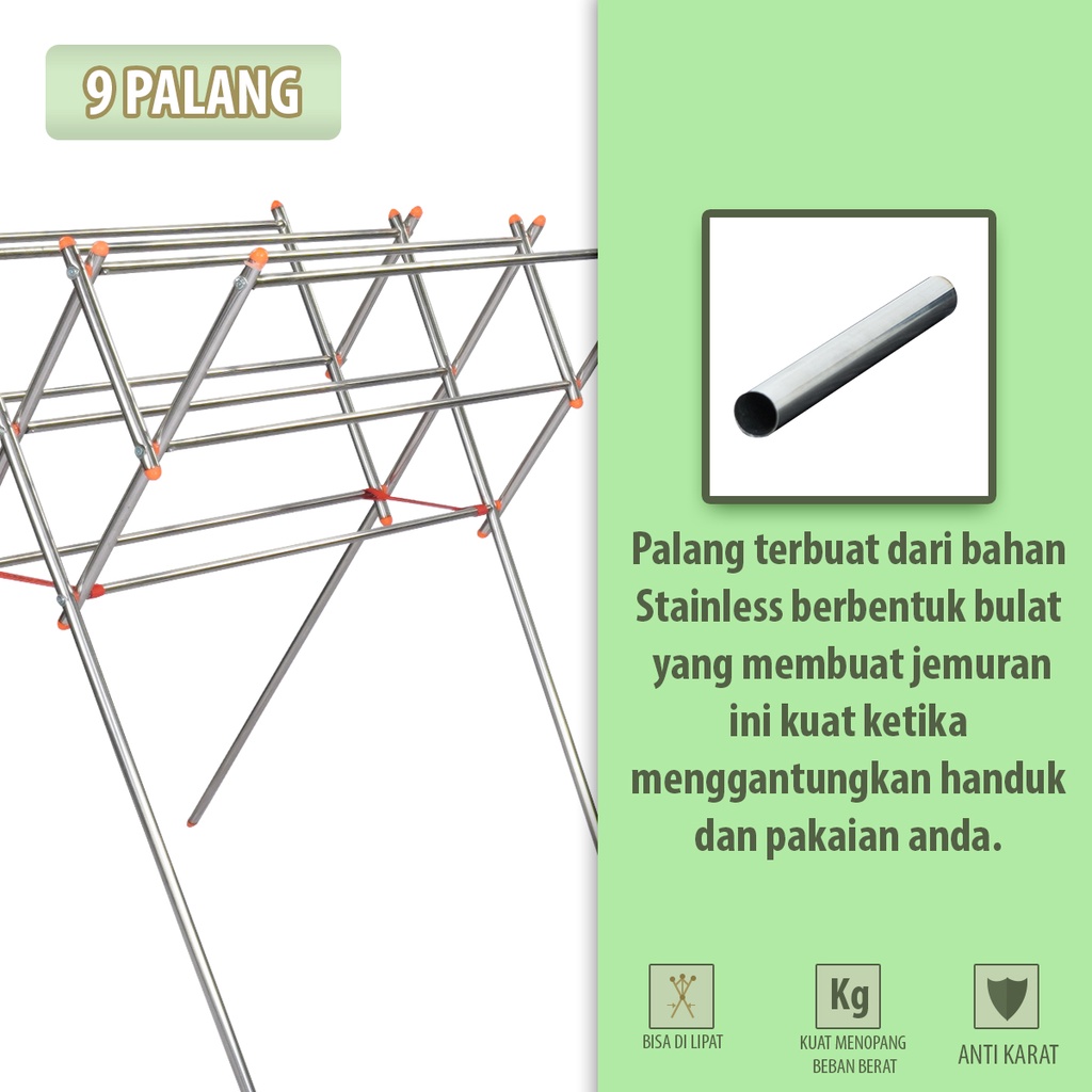 KB Jemuran Pakaian Rak Handuk Lipat Stainless SteeL