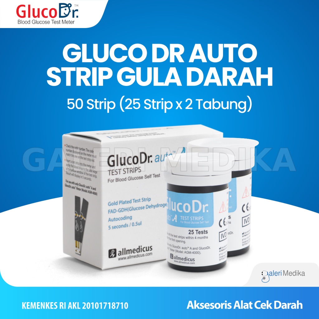 Gluco Dr Auto Strip AGM-4000 Isi 50 - Strip Glukosa / Gula Darah