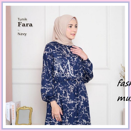 Kemeja Tunik Katun Import Daster / Tunik Rayon Dewasa Fara (Navy)