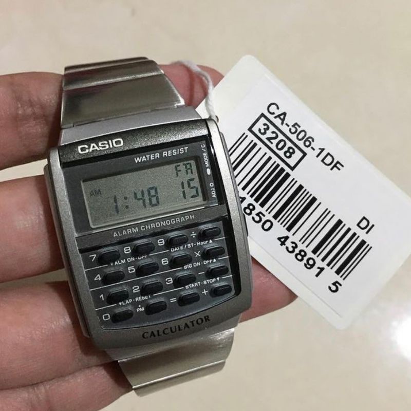 Jam tangan digital pria Casio databank calculator CA-506-1D original