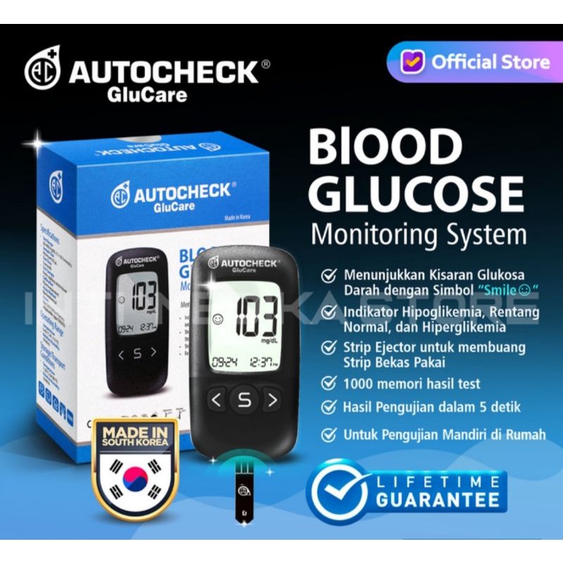 alat cek gula darah autocheck glucare glucose meter..bonus 10 strip