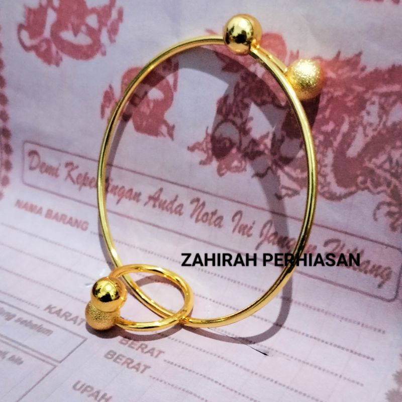 GELANG BOLA CINCIN  EMAS 24 K ANTI LUNTUR ANTI KARAT PERHIASAN WANITA TREND