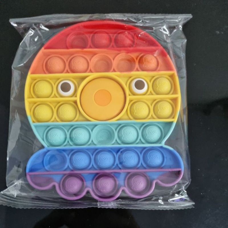 POP IT FIDGET TOY mainan penghilang stress relief kids kualitas 3d embos premium / MAINAN POP IT TIK TOK ANAK-Gurita rainbow