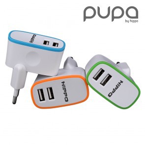 HIPPO PUPA Usb Adaptor Charger - Simple Pack (2 PORT dengan total output 2.4A)