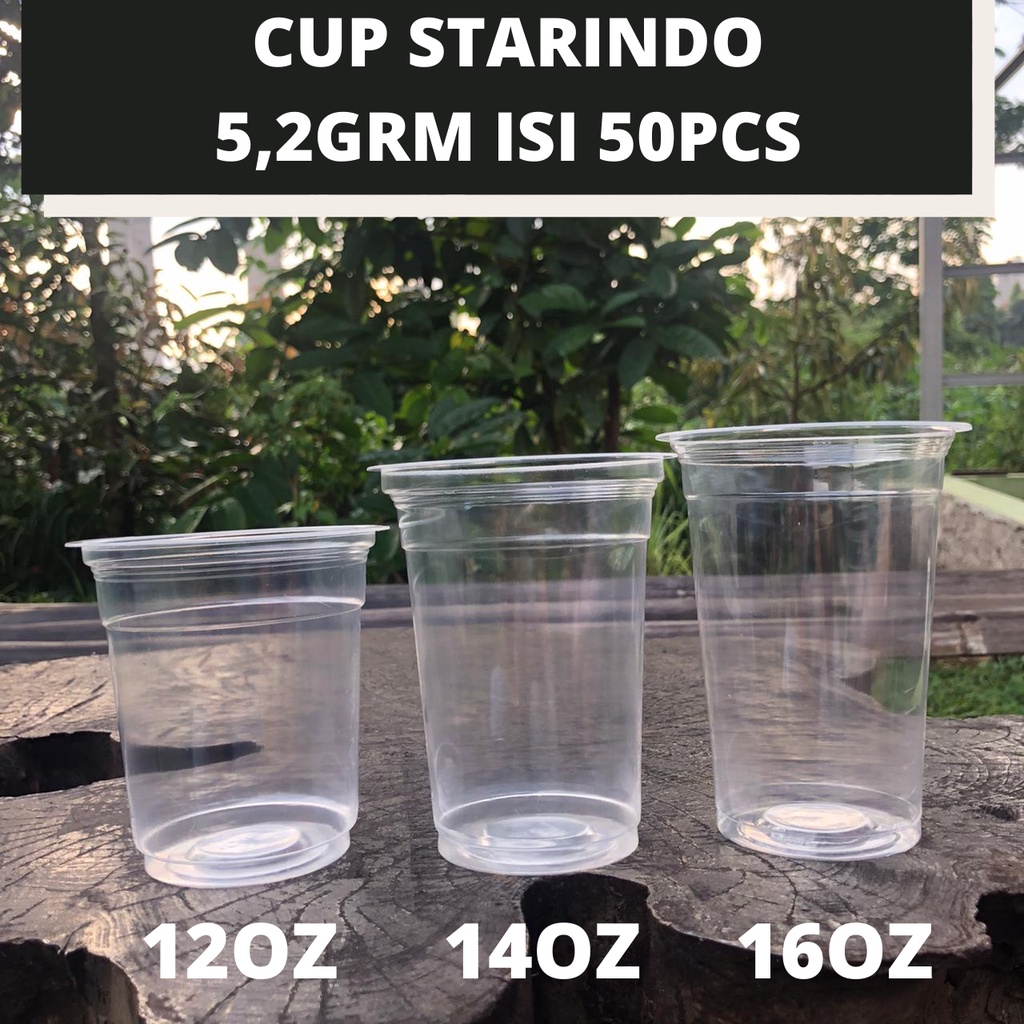 GELAS CUP PLASTIK MERK STARINDO 12OZ 14OZ 16OZ
