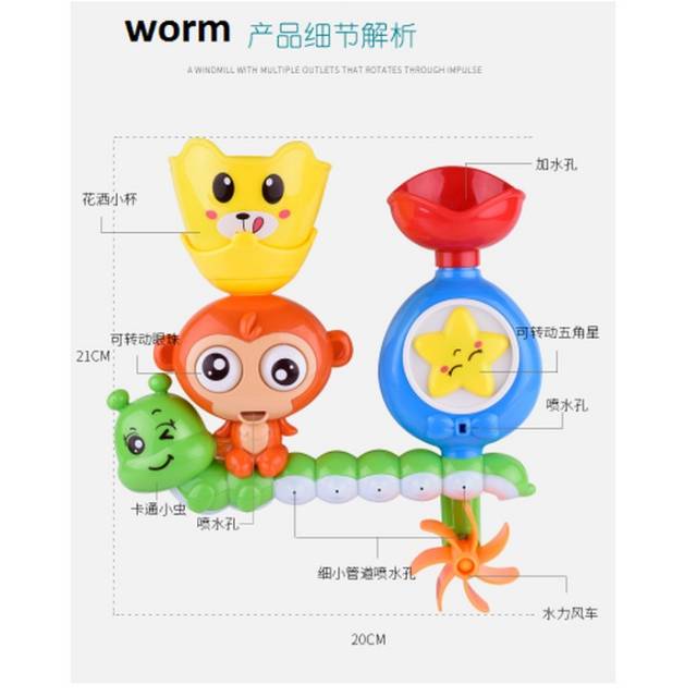 J3 - Mainan shower lucu anak worm