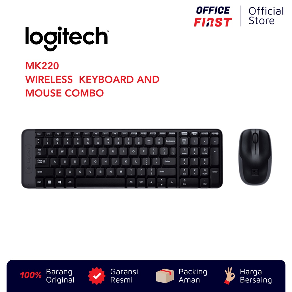 Logitech MK220 Compact Wireless Keyboard Mouse Combo / USB MK 220