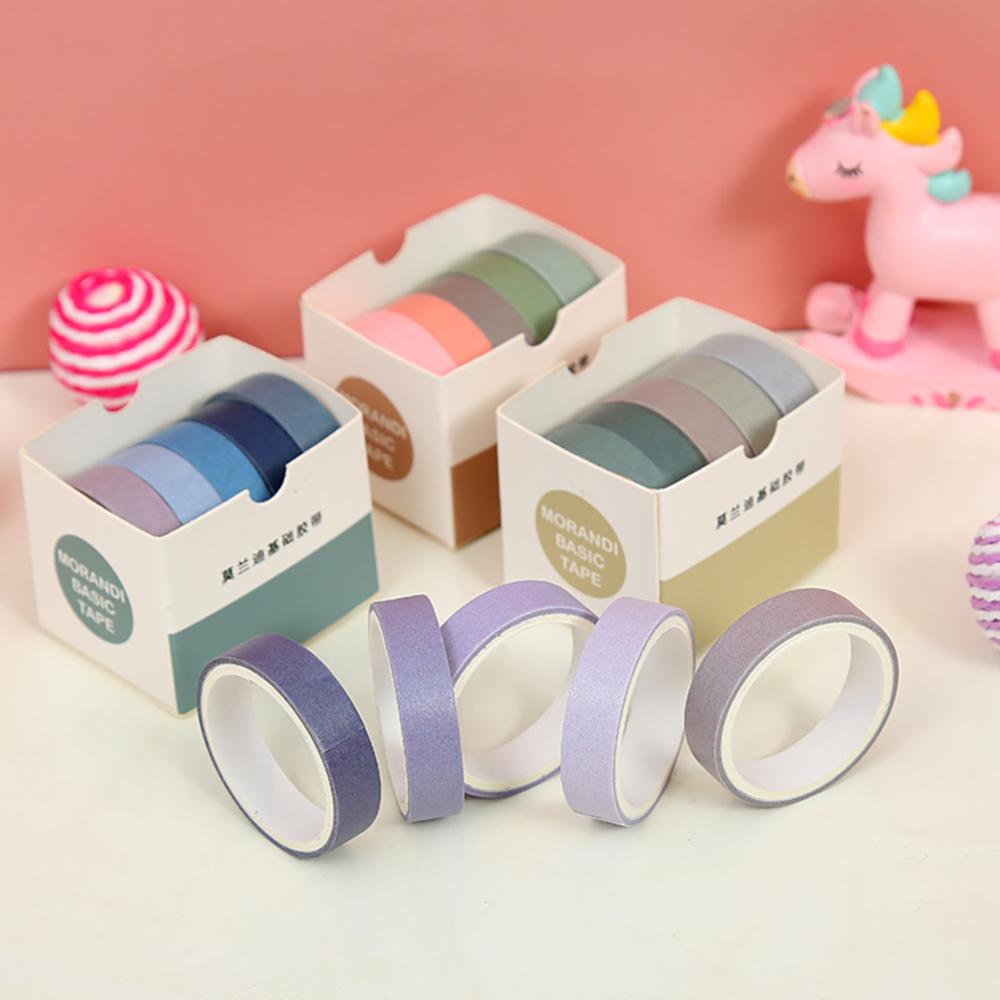 Timekey 5 Rol / Box Stiker Washi Tape Warna Dasar Untuk Dekorasi Scrapbook / Diary DIY A5K6