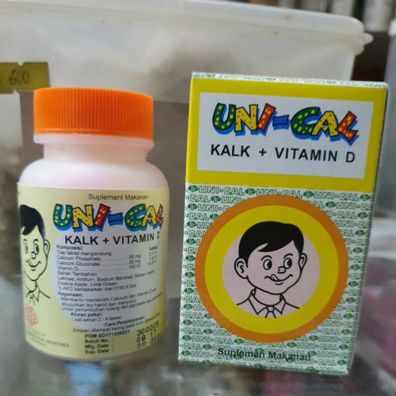 UniCal kalk + vitamin D 100iu (botol 100 tablet)
