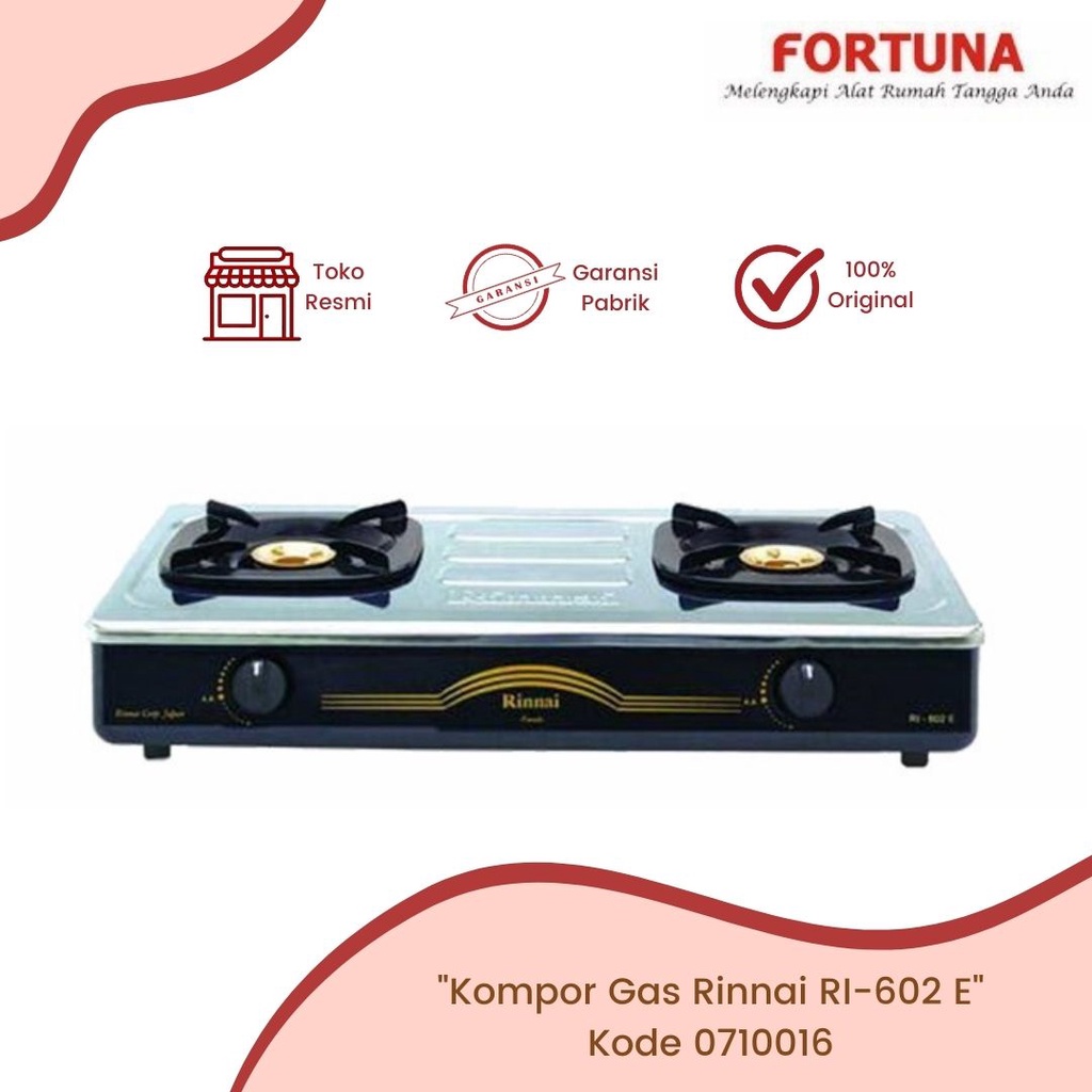 Rinnai Kompor RI-602 E / Kompor Gas Dua Tungku Rinnai  RI-602 E