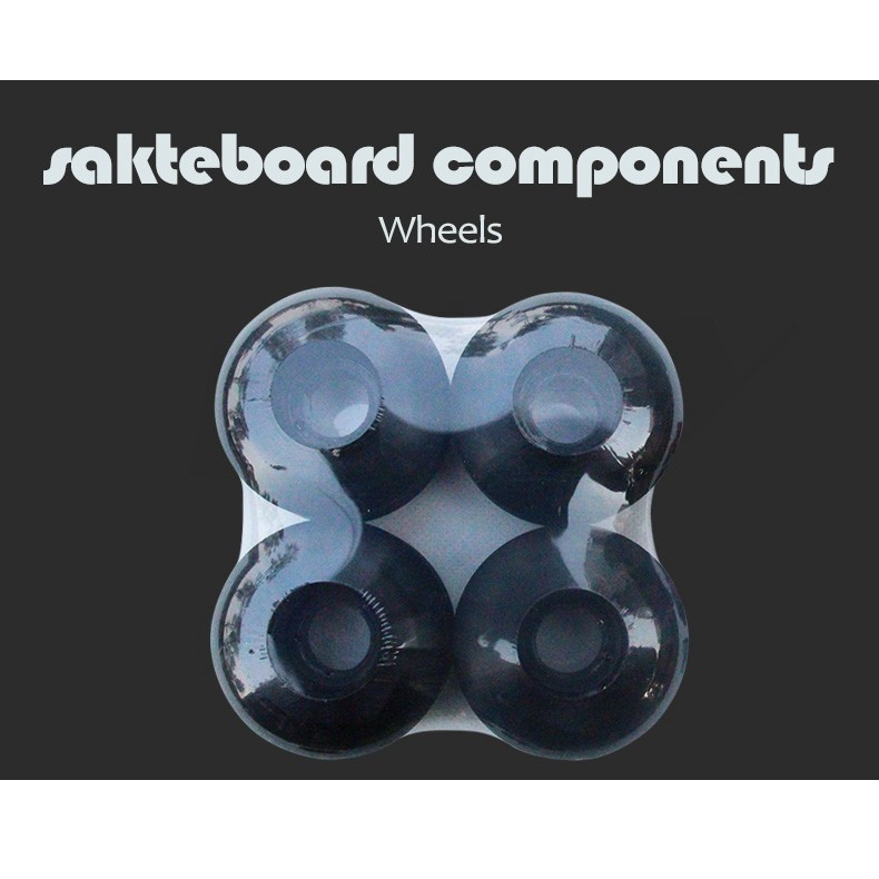 4pcs Roda Skateboard ABEC-9 Bearings Bahan PU Warna Hitam Ukuran 52mm X 30mm 100A