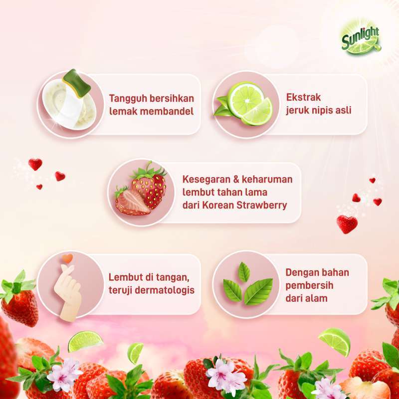 Sunlight Sabun Cuci Piring Korean Strawberry 560ml