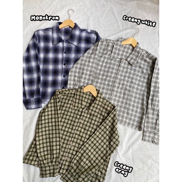 READY STOCK KEMEJA CROP TARTAN OUTER || CROP TARTAN SHIRT || OVERSIZE CROP TARTAN BY VITAFA