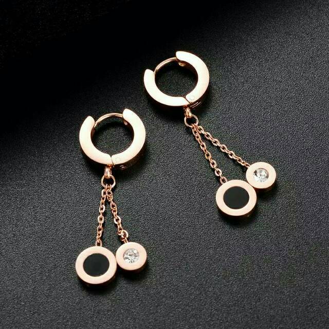 GG JEWELRY Anting Titanium jepit Angka Romawi kapital # AT-156