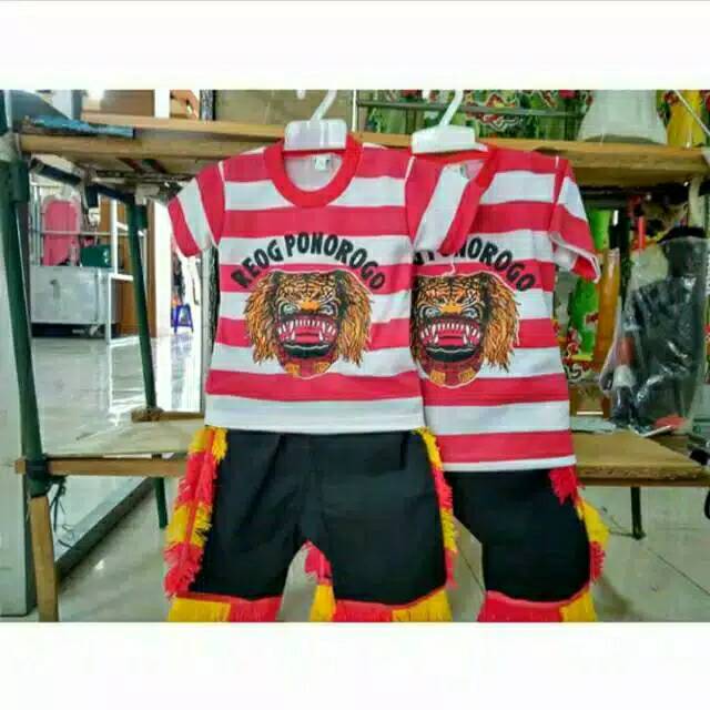 stelan kaos reog anak size 0 - 12 tahun | baju adat jawa | baju adat reog ponorogo