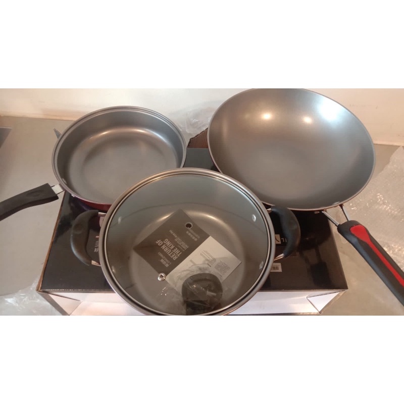 PANCI SET 3 WOK PAN FRYPAN SAUCE PAN BRASEL WELL EASY