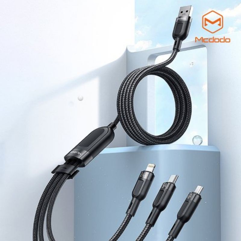 MCDODO CA-879 Kabel Data 3in1 Super Fast Charging Cable Charge 5A Original 1.2m MICRO + TYPE C + LIGHTNING