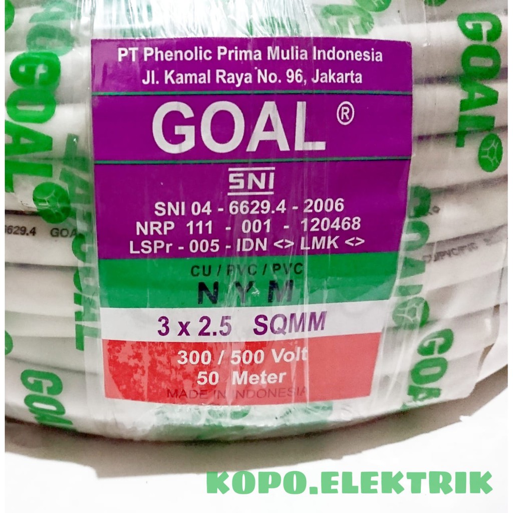 Kabel GOAL NYM 3x2,5mm SNI Tunggal