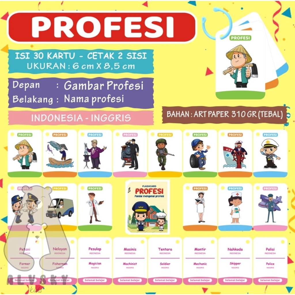 FLASH CARD ANAK / RING / KARTU BALITA PINTAR ANAK BAHASA INDONESIA / MAINAN EDUKASI FLASH CARD