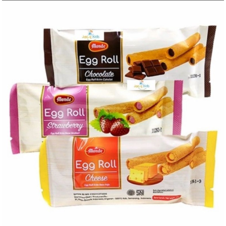 

Monde Egg Roll Cream Coklat/Strawberry/Keju @ 35 gr /pak isi 10