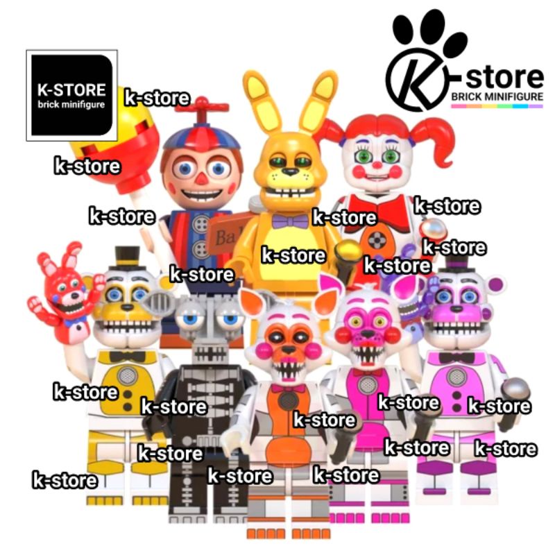 brick five nights at freddys fnaf balloonboy baby foxy bonnie lolbit freddy golden freddy endo varia