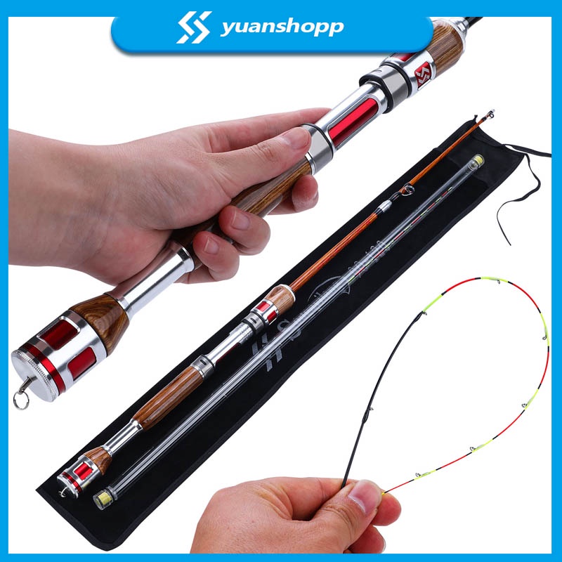 Spinning Raft Joran Pancing 1.2m 2 Bagians Wooden Handle Ultralight Carbon  Fishing Rod