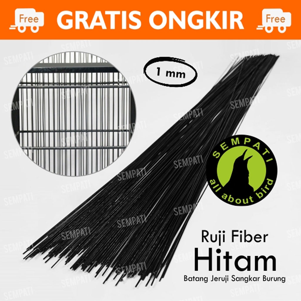 RUJI JERUJI FIBER 1 MM 60 CM RUJI/JERUJI FIBER HITAM SANGKAR KANDANG BURUNG MERPATI KOTAK LB RJFH1M