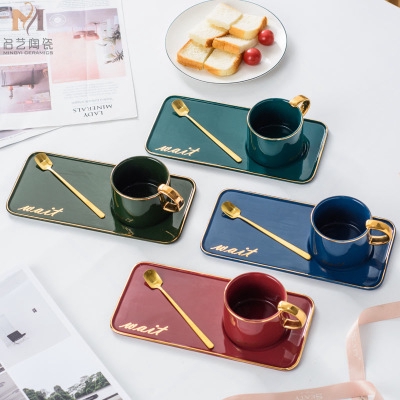 Set Cangkir Kopi Bahan Keramik Warna Emas Gaya Nordic Set Cangkir Kopi Bahan Keramik Warna Emas Gaya Nordic