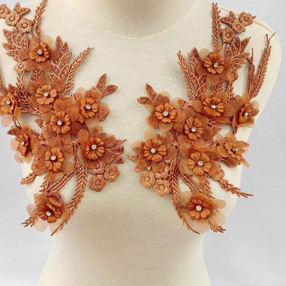 *TERMURAH Sepasang bordir bunga 3d/aplikasi bordir/bordir tempel ,.,.,.,.,.,