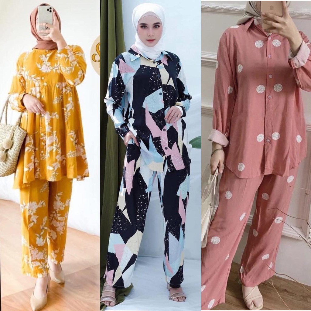 1KG MUAT 3SET | SALI DAILY SET ONESET RAYON PREMIUM ATASAN CELANA HITS SELEBGRAM FASHION MUSLIMAH