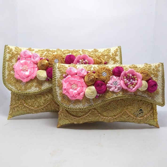 Putra Sukapura Clutch Pesta Party Clutch Anyaman Pandan Dompet Pesta Wanita Super Brokat Full Payet