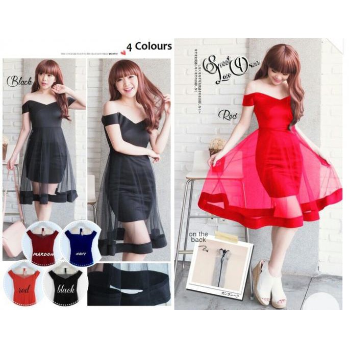 SUPER MURAH - SABRINA BODYCON DRESS COMBI TILE FLARE DRESS 981 WEDGES SCUBA JUMSUIT