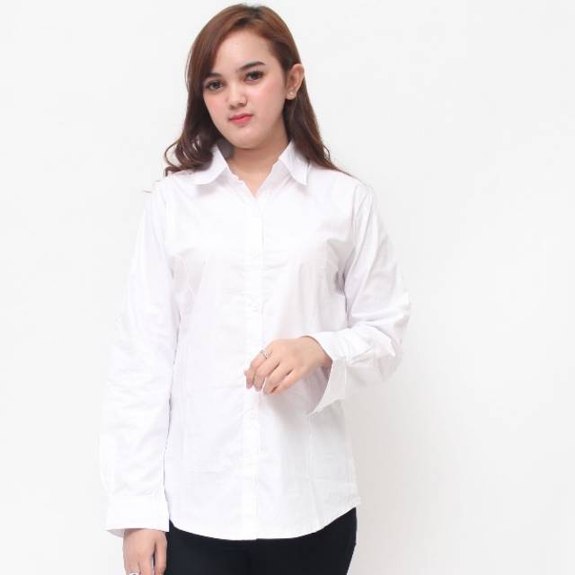  Kemeja  Putih  Polos Wanita Baju Formal Cewek  Baju Kantor 