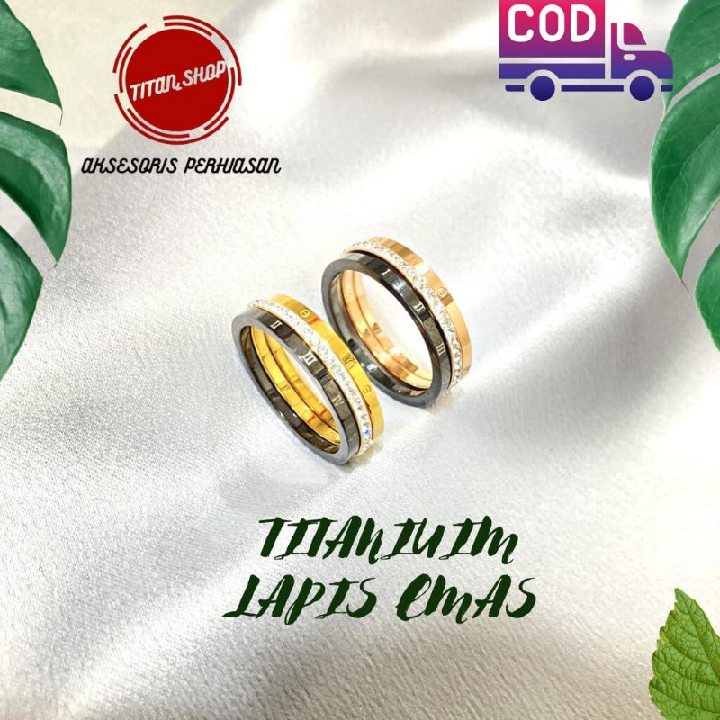 Cincin Titanium 3 in 1 Cincin Titanium Terbaru Cincin polos wanita Lapis Emas 24 k