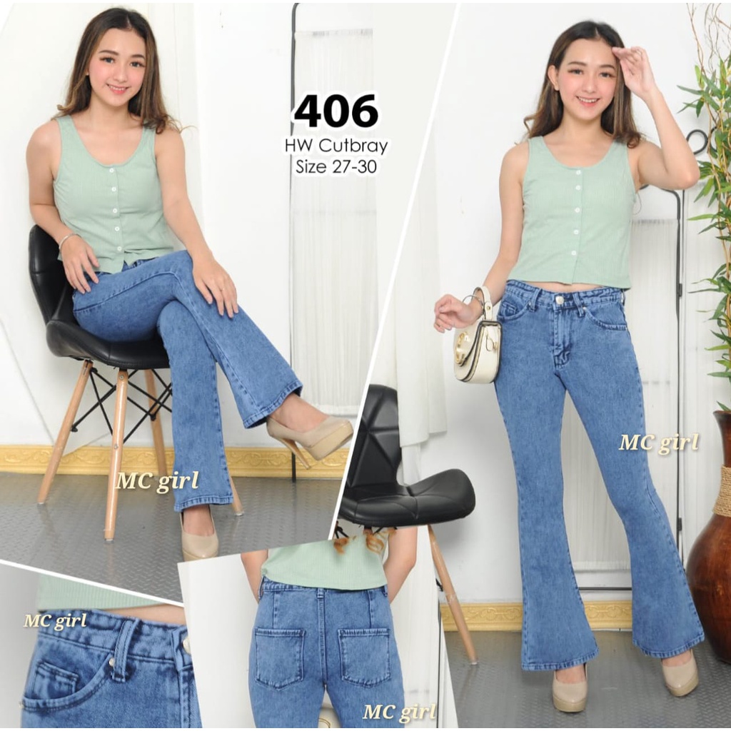 MC girl Celana Jeans Premium Cutbray Highwaist Wanita / High Waist Cutbrai Non-Stretch / Celana Panjang Lepis Pinggang Tinggi Kaki Lebar / Haiwes Denim Kaki Besar / Haiwaist Kaki Gede / Boot Cut