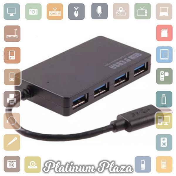 USB Type C to USB 3.0 Hub Adapter 4 Port - Black`60S36E-