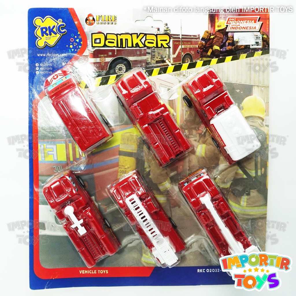 6 PCs Mainan Mobil Truk Pemadam Kebakaran Anak Set Komplit Murah Berkualitas!