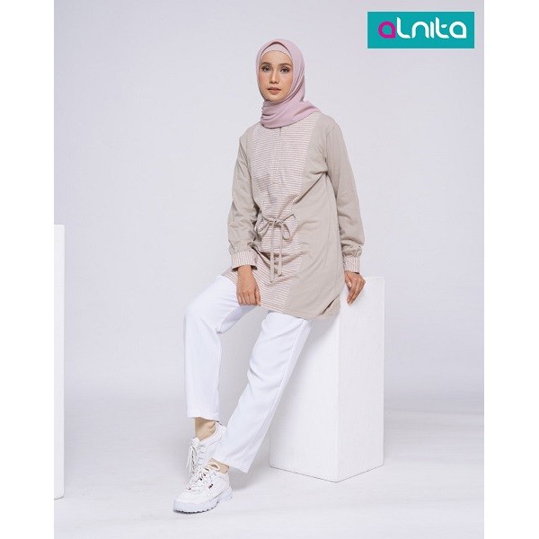 ALNITA BAJU ATASAN SPORTY WANITA MUSLIMAH TERBARU HIJAU TEAL COKLAT//AA 053 S/M/L/XL