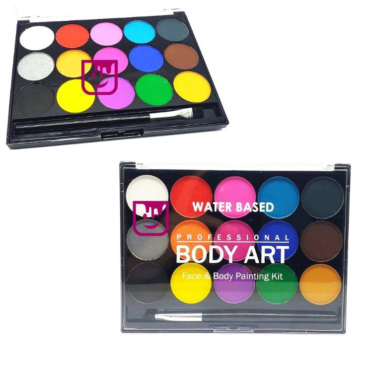

₭₭ ₭₭ Terbaru !! Professional Body Art 15 Colour Set + 1 Brush / Face Painting / Body painting - Ca