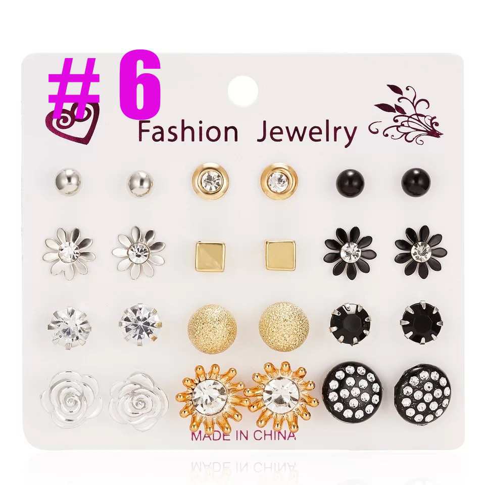 MORYMOSHI A67 Anting Tusuk 12 set in 1 Fashion Wanita Korea Murah