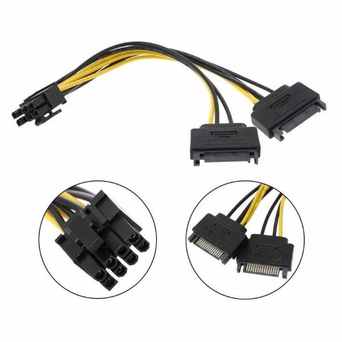 Jual Kabel Dual Sata Power To 8 Pin Vga Power 62 Cable Splitter Cabang Shopee Indonesia 1962