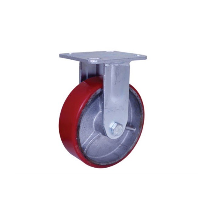 Roda Caster Troli / Trolly PU Merah 6 Inch Heavy Duty Mati ( Maju Mundur ) Ranger Germany