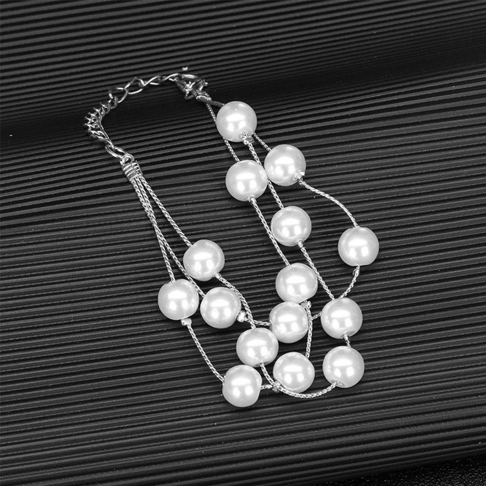 Needway   Set Perhiasan Aksesoris Fashion Anting Pernikahan Gelang Mutiara Kalung