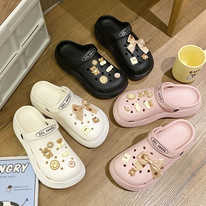 littlekiddoss SH2240 Sendal Selop Wedges Wanita Import Sandal Clog EVA Tebal 5cm Jiblitz BKK Sendal Fuji Kekinian Sendal Baim Clog Wanita