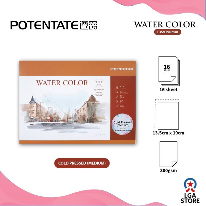 Jual Kertas Cat Air Potentate Watercolor Paper Pad Bahan Kertas Cellulose Berat Kertas 300 Gsm 4994